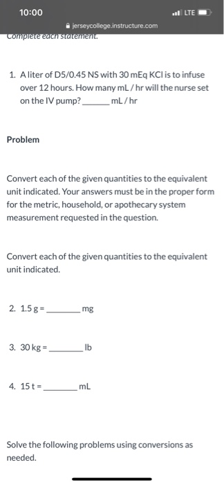 Solved Vi Lie 10 00 Jerseycollege Instructure Com Comprec Chegg Com