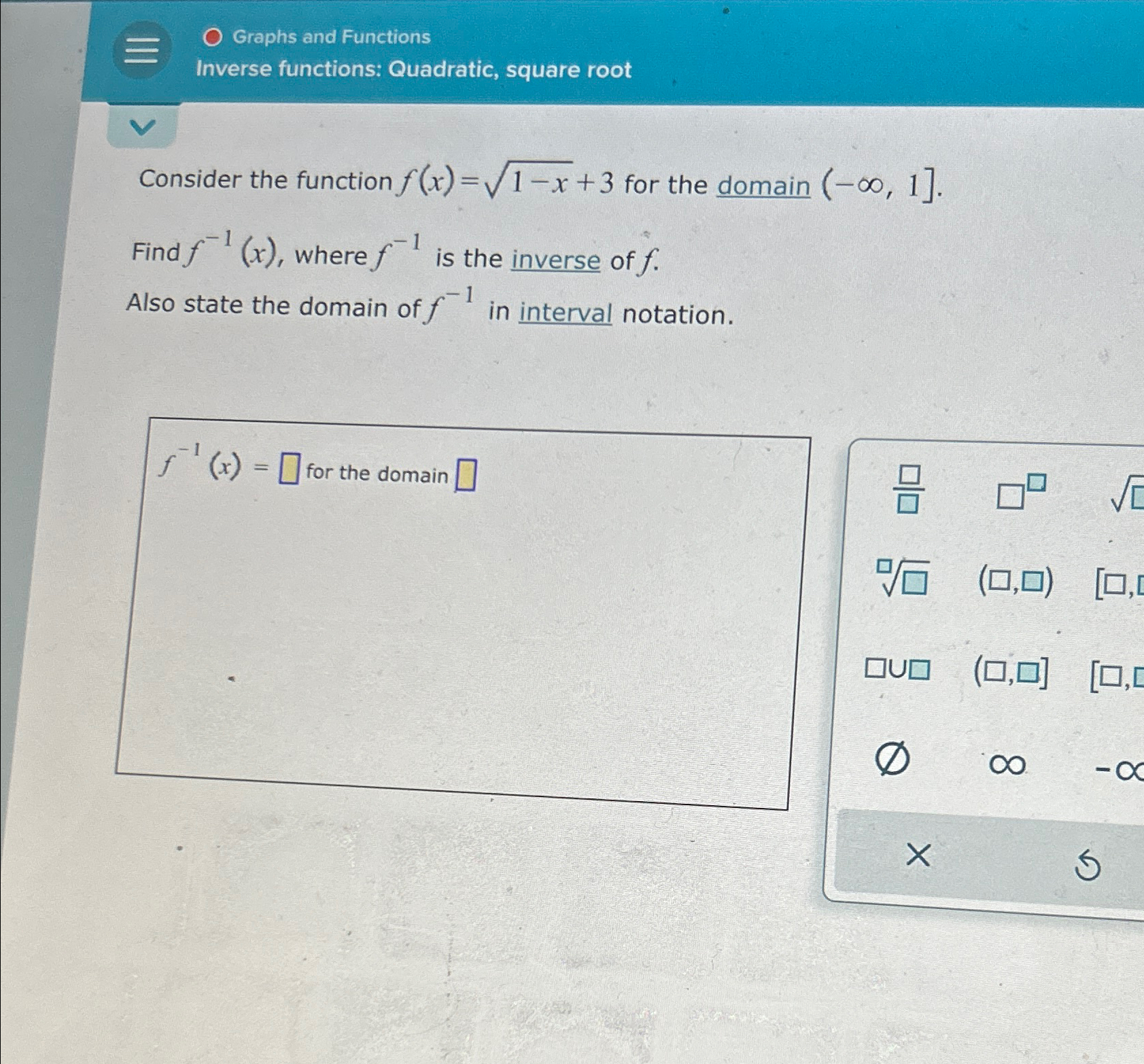 Solved Graphs and FunctionsInverse functions: Quadratic, | Chegg.com
