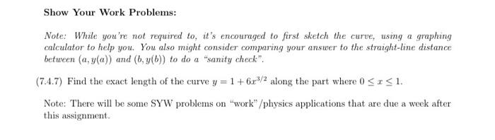 Solved Show Your Work Problems: Note: While you're not | Chegg.com