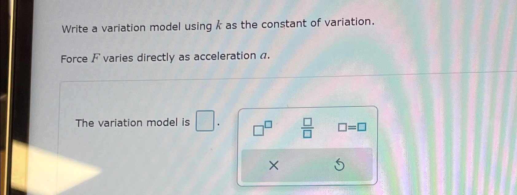 Solved Write a variation model using k ﻿as the constant of | Chegg.com