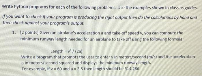 Solved Write Python programs for each of the following | Chegg.com