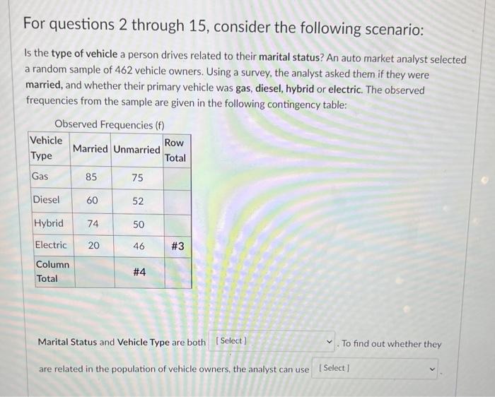 Solved For questions 2 through 15 , consider the following | Chegg.com