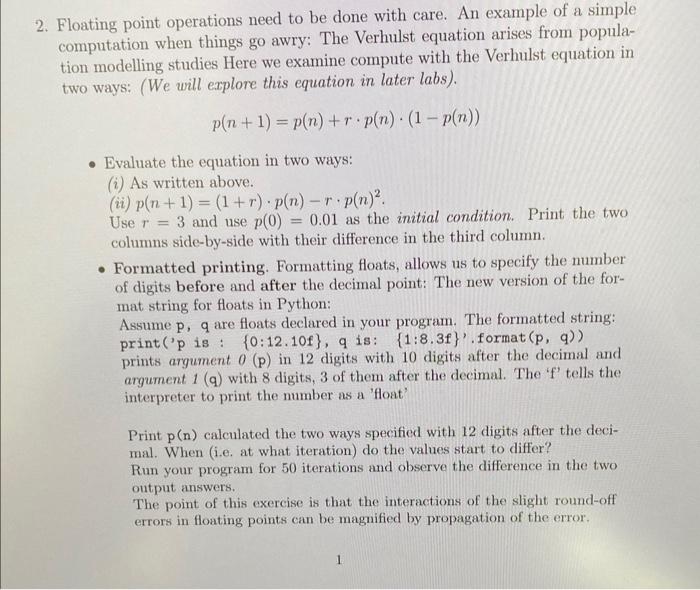 Solved 2. Floating point operations need to be done with | Chegg.com