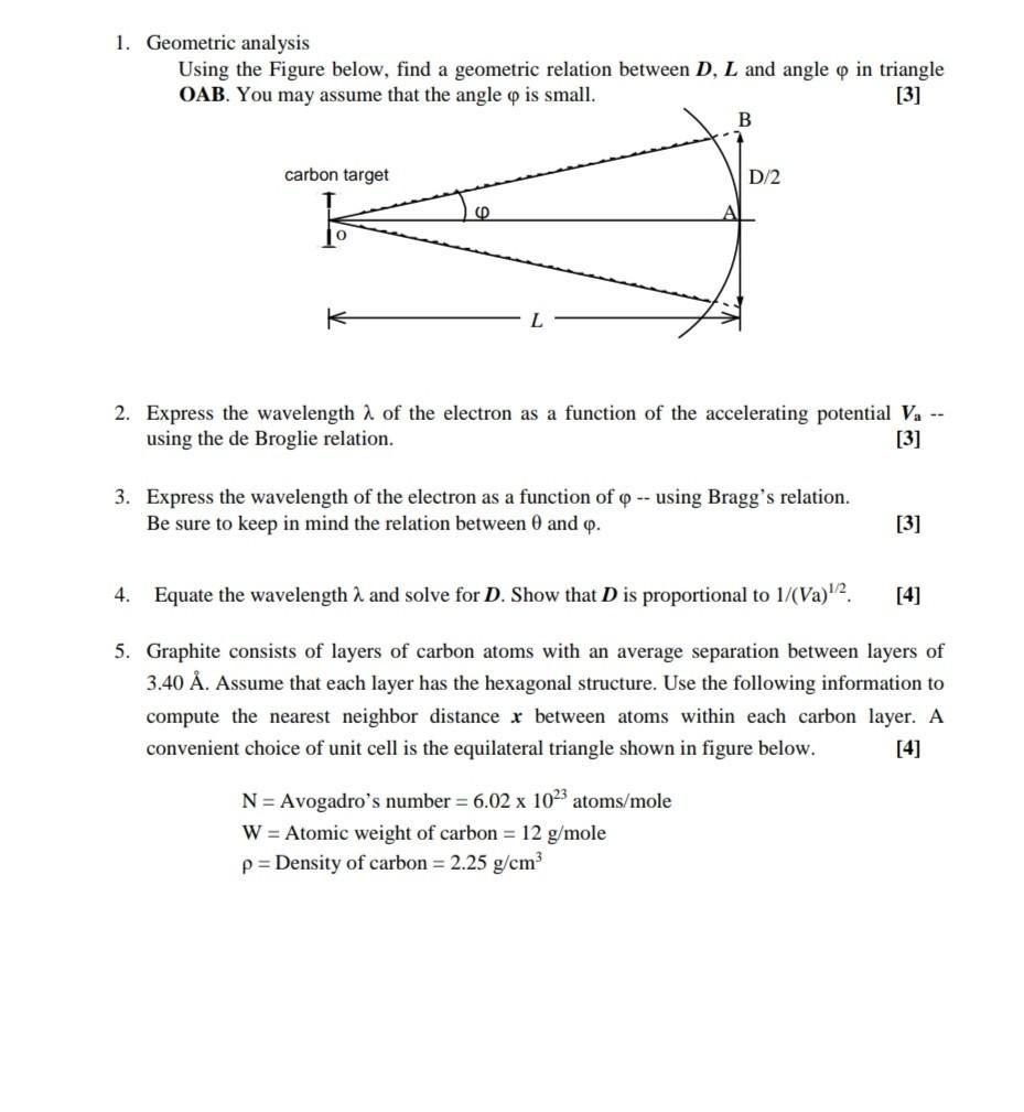 Solved 1 Geometric Analysis Using The Figure Below Find Chegg Com