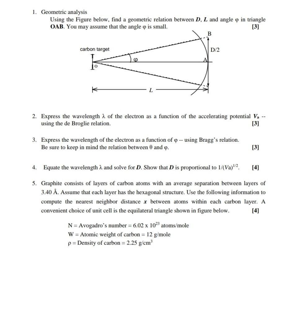 Solved 1 Geometric Analysis Using The Figure Below Find Chegg Com