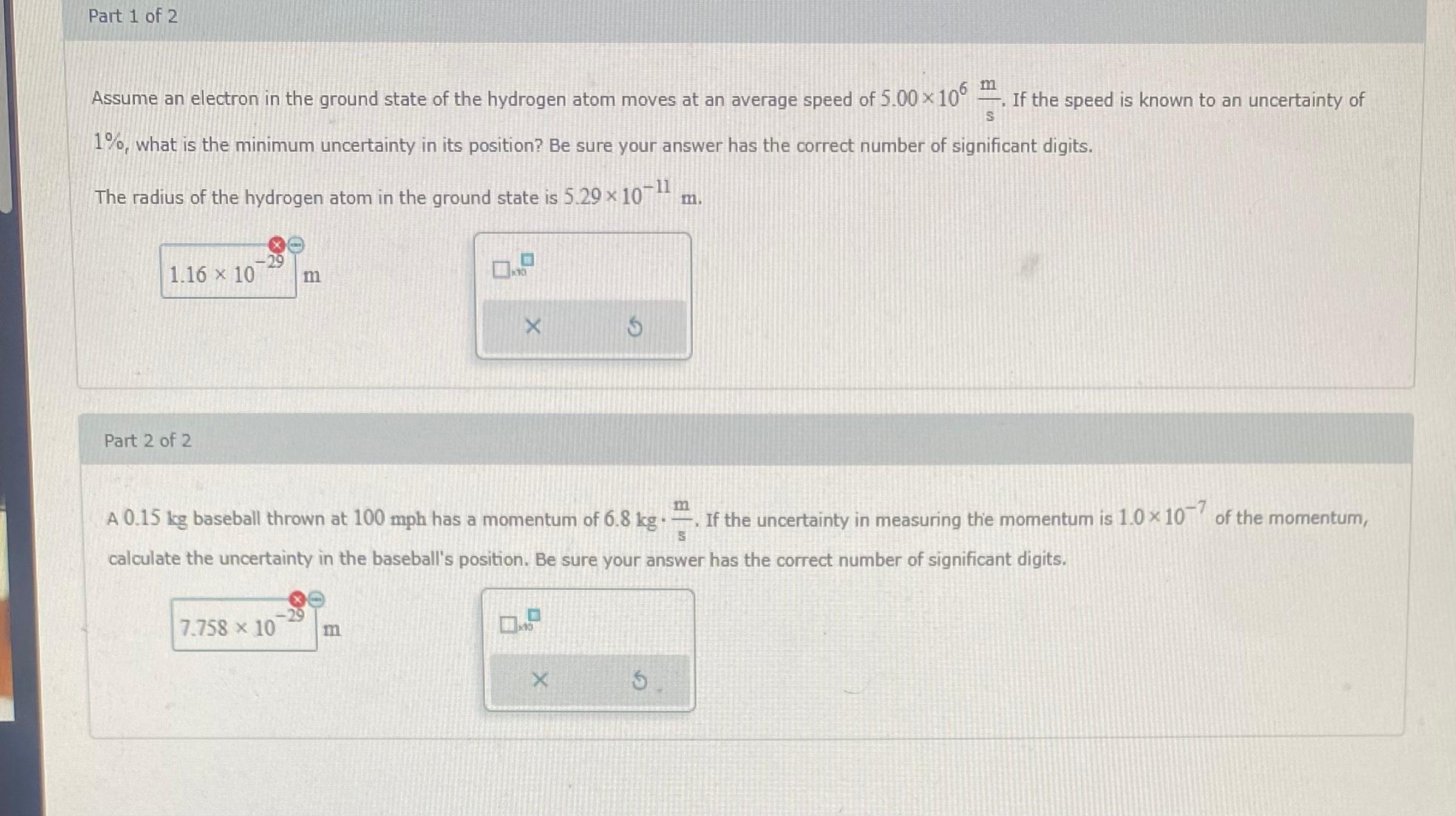 Solved Part 1 ﻿of 2Assume an electron in the ground state of | Chegg.com