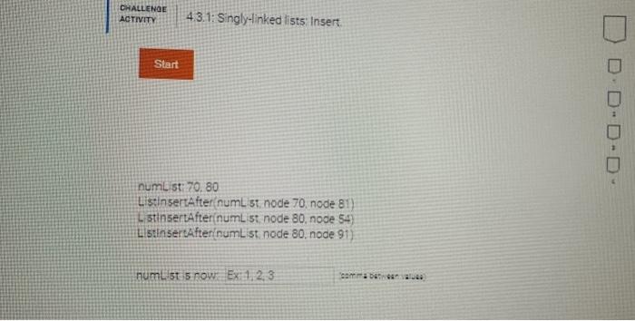 Solved CHALLENOE ACTIVITY 42 1 Singly linked Lists Start Chegg