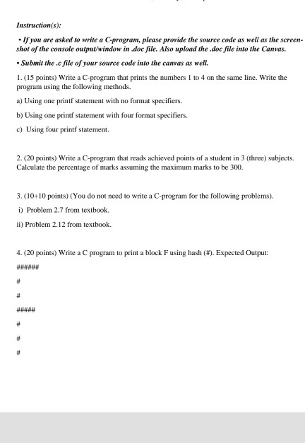Solved Instruction(s): If you are asked to write a | Chegg.com