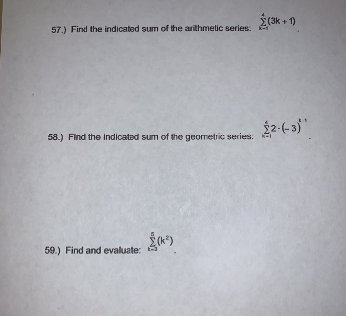 how to find the indicated sum of an arithmetic series