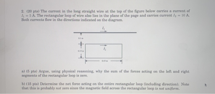 Solved 2. (20 pts) The current in the long straight wire at | Chegg.com