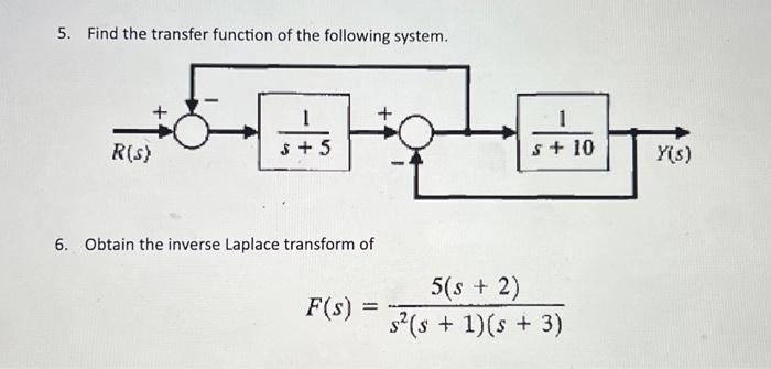 Solved 5. Find the transfer function of the following | Chegg.com