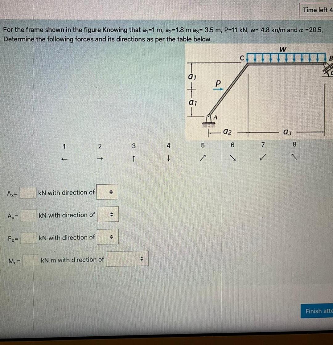 Solved Time left 4 For the frame shown in the figure Knowing | Chegg.com