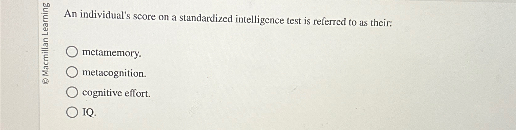 Solved 跑 ﻿An individual's score on a standardized | Chegg.com