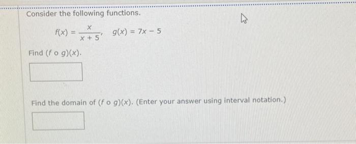 Solved Consider The Following Functions F X X 5x G X 7x−5