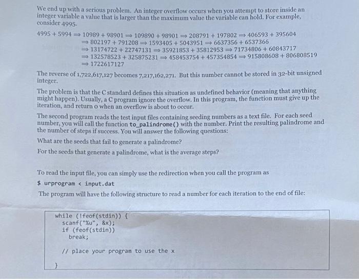 We end up with a serious problem. An integer overflow | Chegg.com