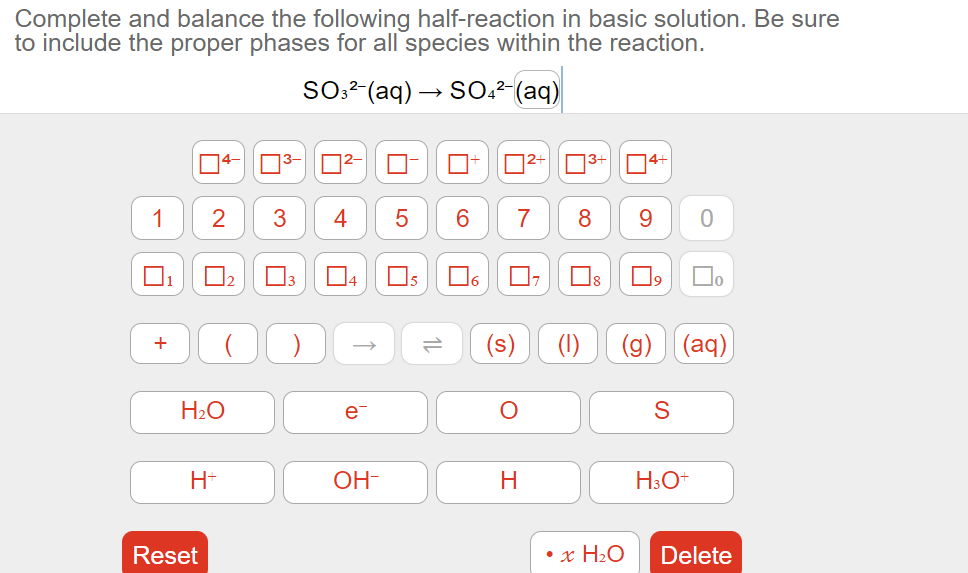 Solved Complete and balance the following half-reaction in | Chegg.com