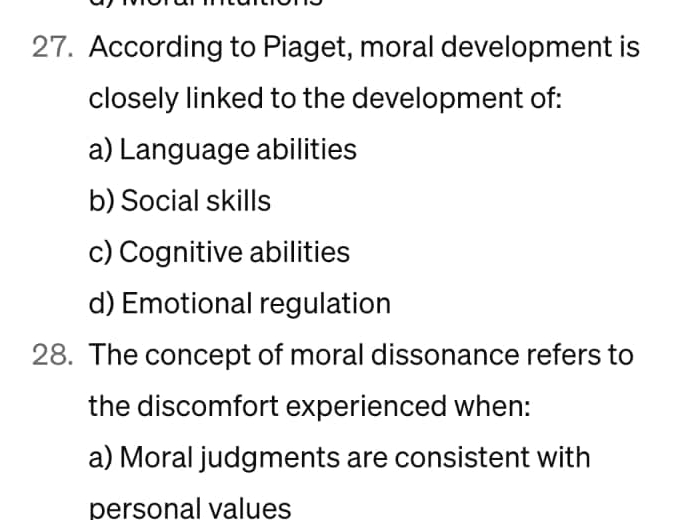 Moral development discount according to piaget