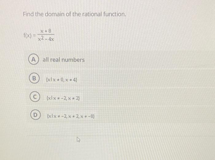 Solved Find the domain of the rational function. | Chegg.com