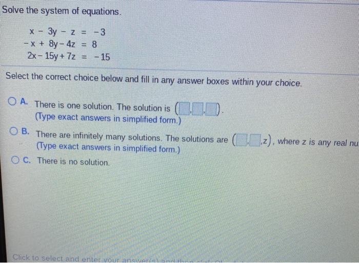 solve the system of equations x yz 3