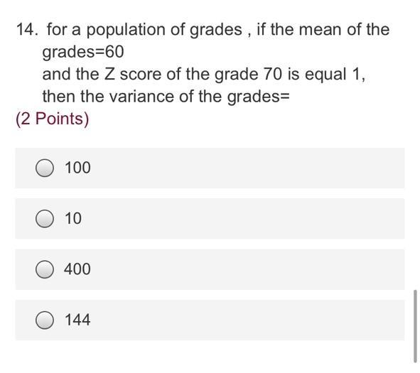 Solved 14. for a population of grades , if the mean of the