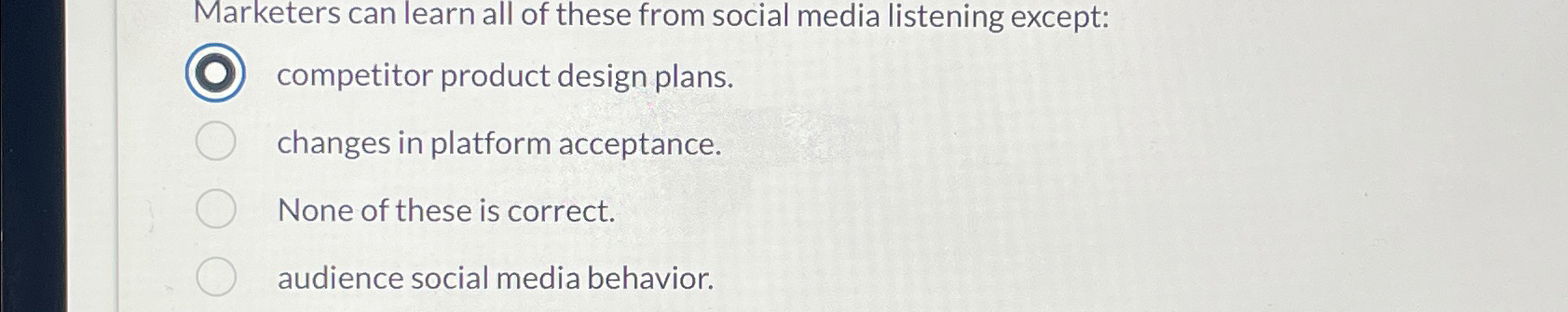 Solved Marketers can learn all of these from social media | Chegg.com