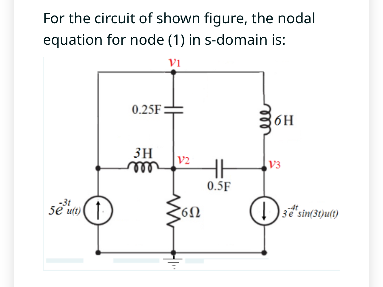 Solved For the circuit of shown figure, the nodal equation | Chegg.com