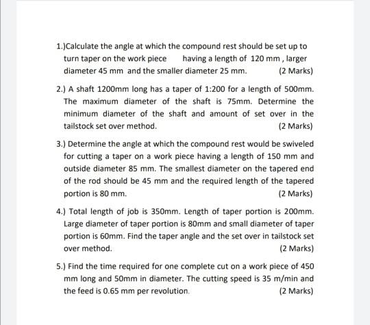 Solved 1.)Calculate the angle at which the compound rest | Chegg.com