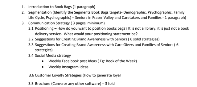 1. Introduction to Book Bags (1 paragraph) 2. | Chegg.com