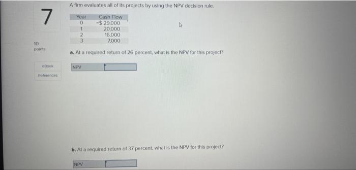 Solved A firm evaluates all of its projects by using the NPV | Chegg.com