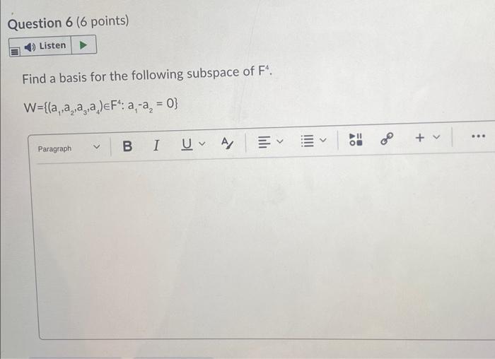 Solved Question 6 (6 Points) Listen Find A Basis For The | Chegg.com