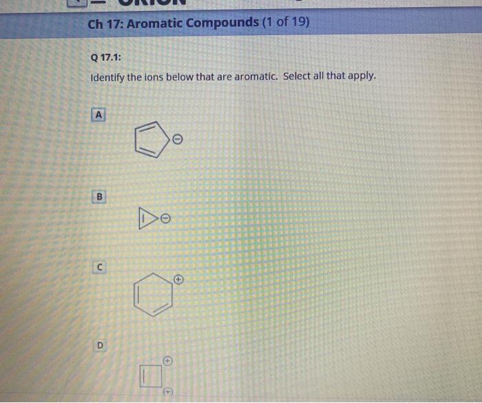 Solved Ch 17: Aromatic Compounds (1 Of 19) Q 17.1: Identify | Chegg.com