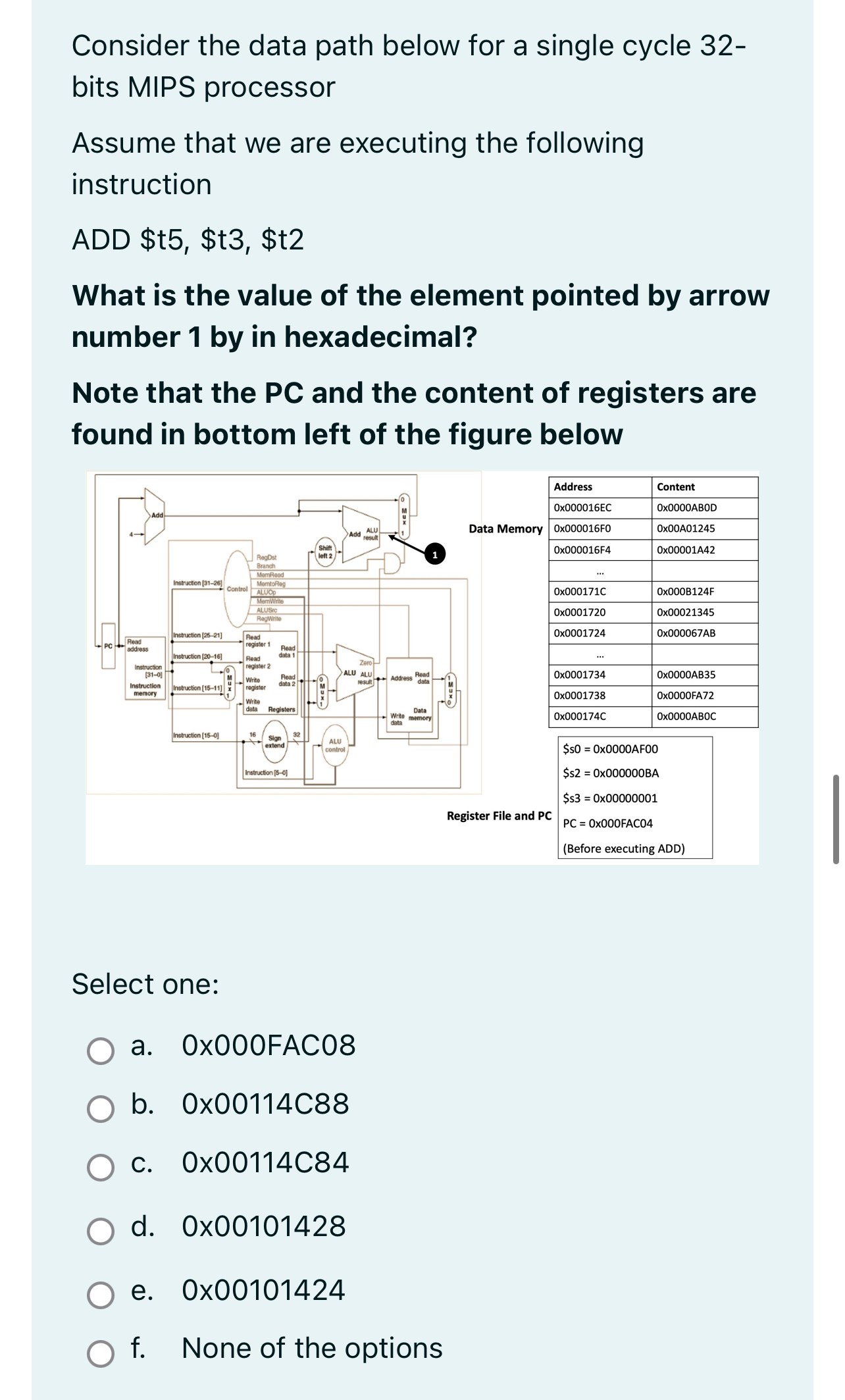 Solved Consider the data path below for a single cycle | Chegg.com