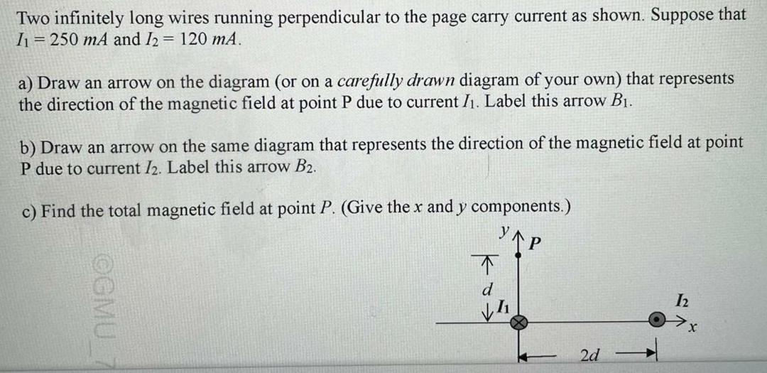 Solved Two Infinitely Long Wires Running Perpendicular To | Chegg.com