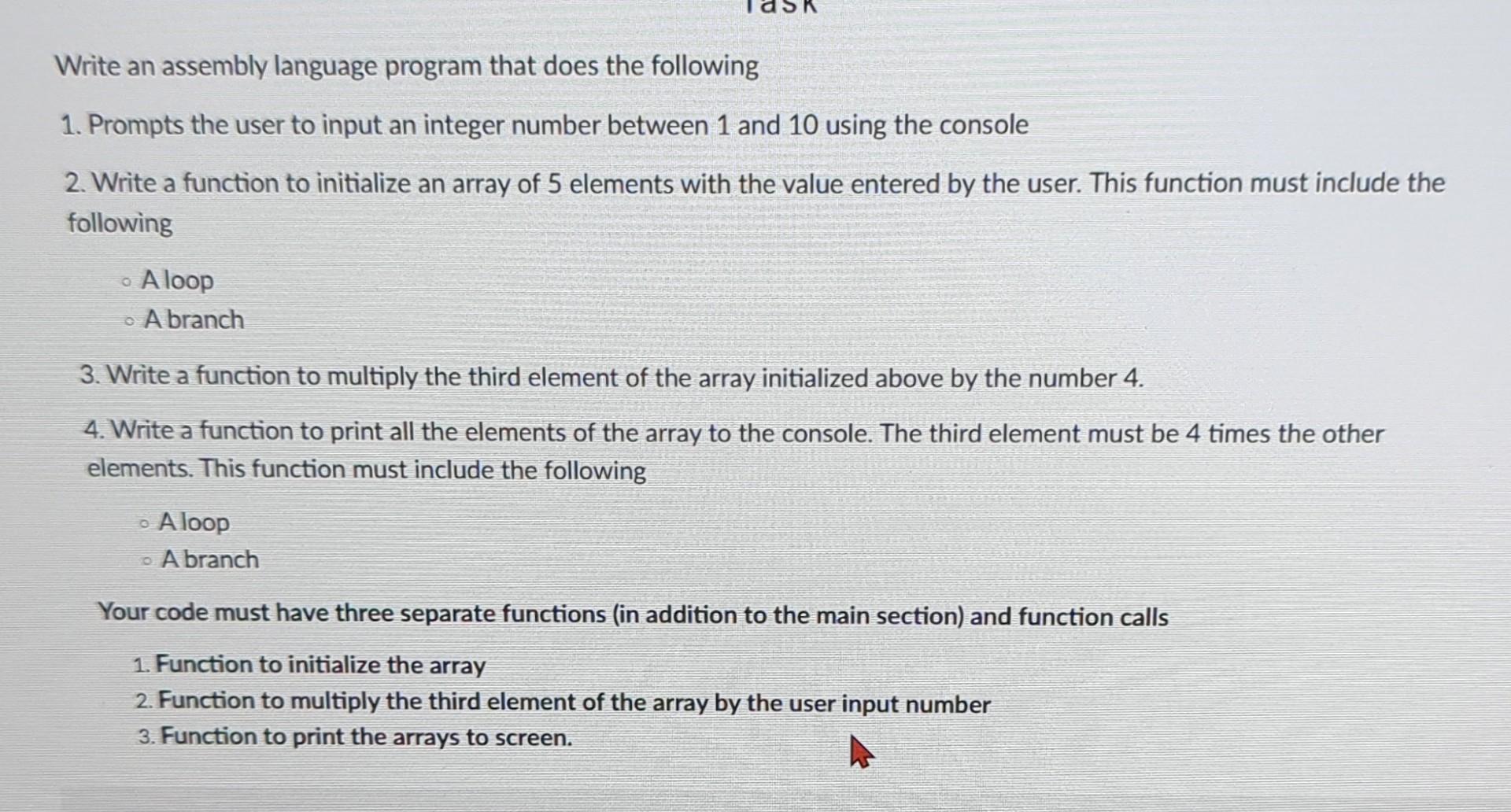Solved Write an assembly language program that does the | Chegg.com