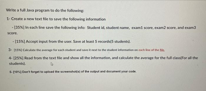 Solved Write a full Java program to do the following: 1- | Chegg.com