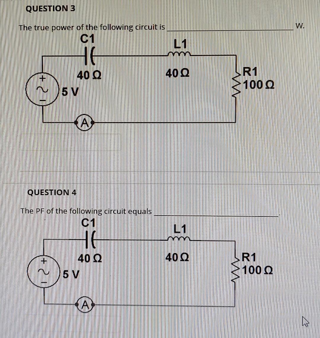 Solved QUESTION 3 W. The true power of the following circuit | Chegg.com