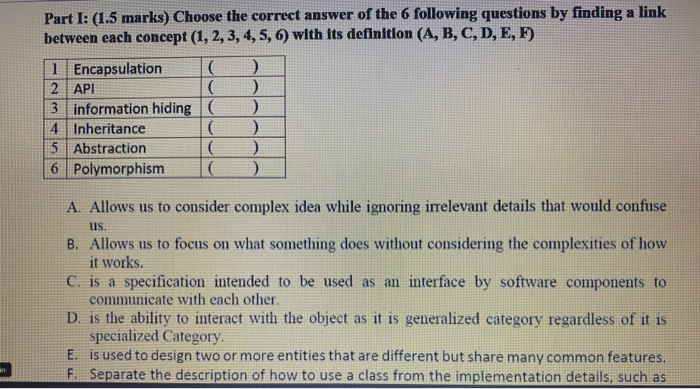 Solved Part I 1 5 Marks Choose The Correct Answer Of Chegg Com