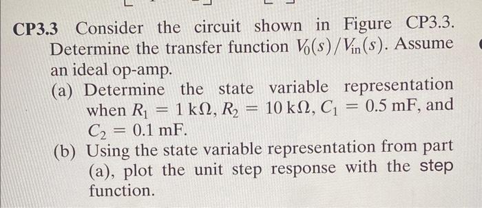 Solved CP3.3 Consider the circuit shown in Figure CP3.3. | Chegg.com