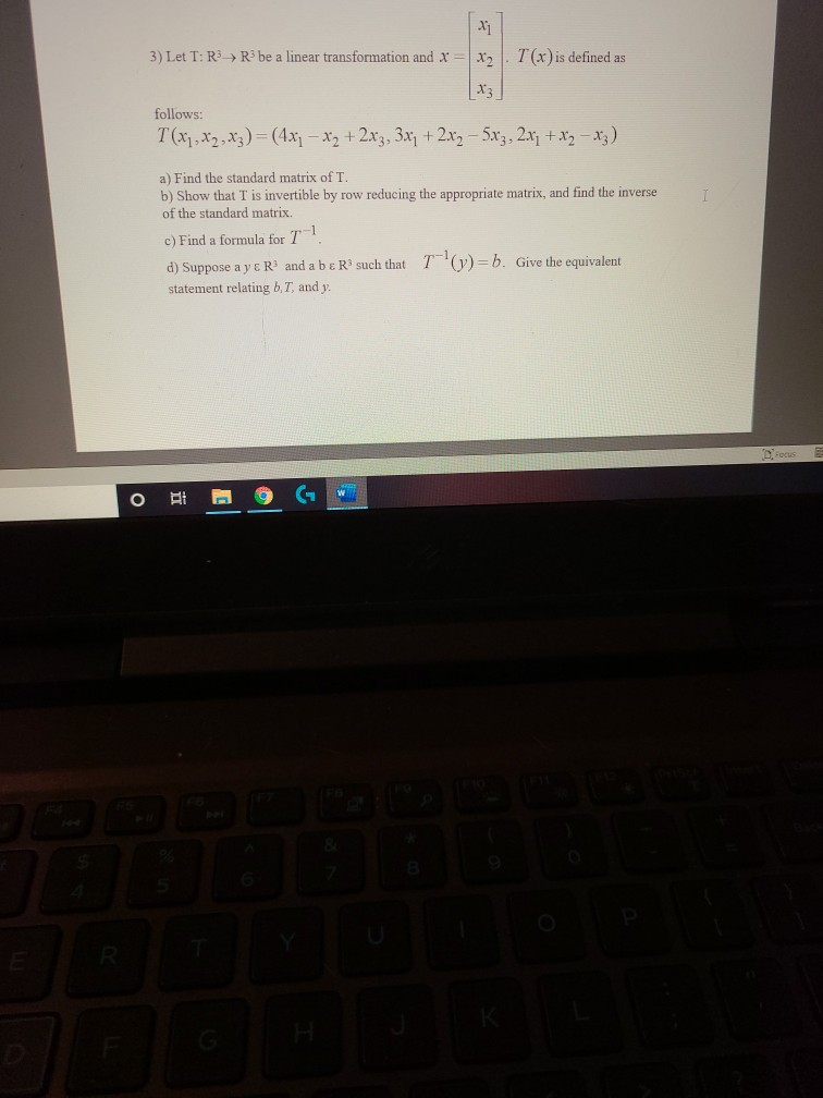 Solved 11 3) Let T: R3 R3 be a linear transformation and x = | Chegg.com