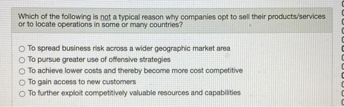 Solved Which of the following is not a typical reason why | Chegg.com