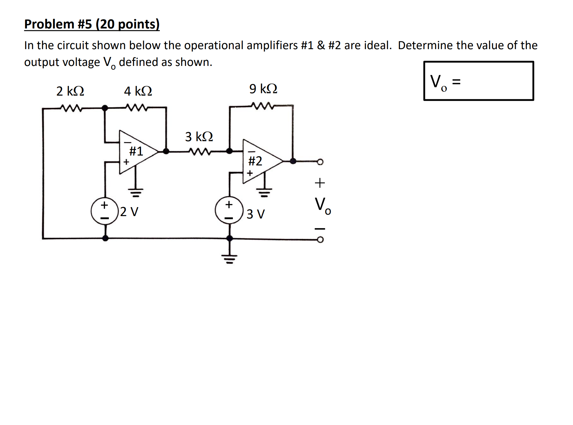 Solved Problem \#5 (20 ﻿points)In the circuit shown below | Chegg.com