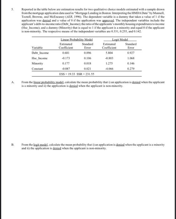 Solved S. Reported In The Table Below Are Estimation Results | Chegg.com