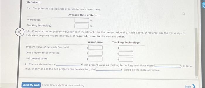 Solved \r\n1a. Compute the average rate of return for each | Chegg.com