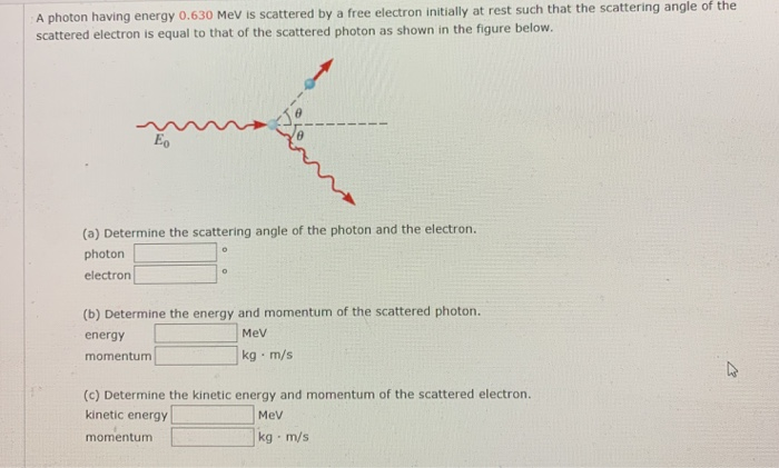 Solved A photon having energy 0.630 MeV is scattered by a | Chegg.com