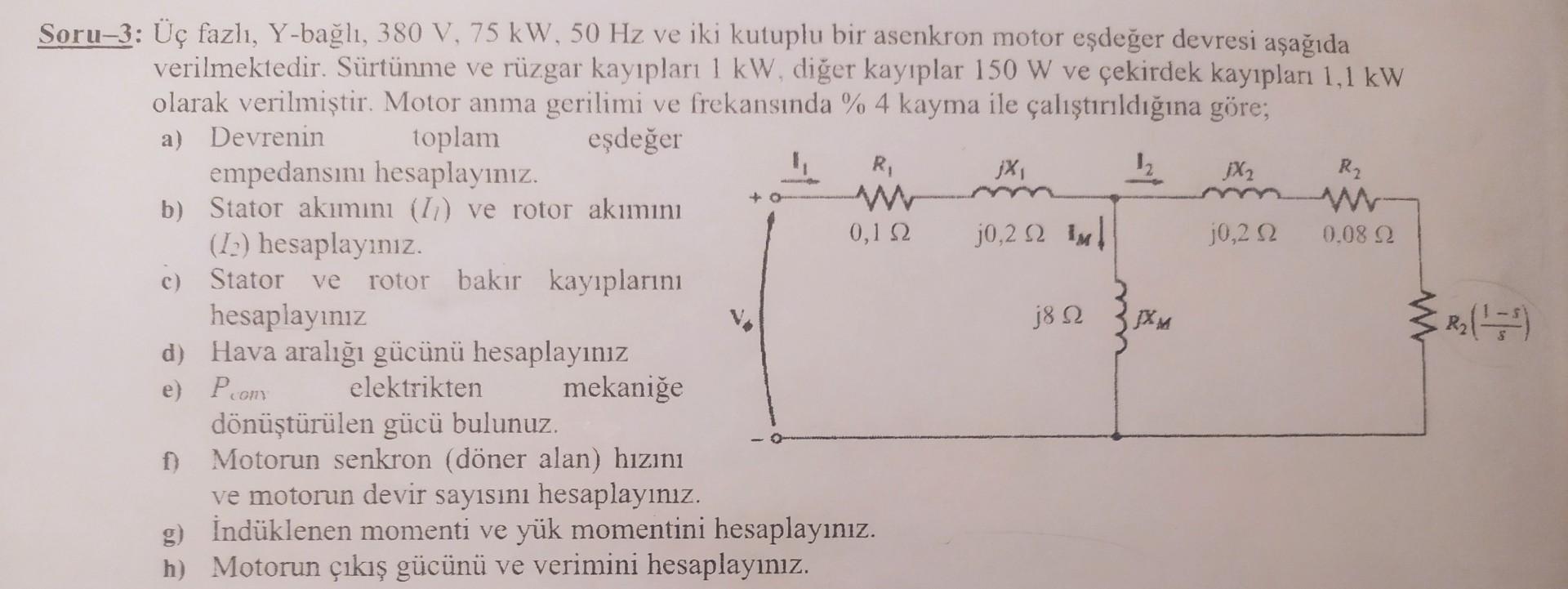 Solved Q3. Three-phase Y-connected 380 V , 75 kW , 50 Hz and | Chegg.com