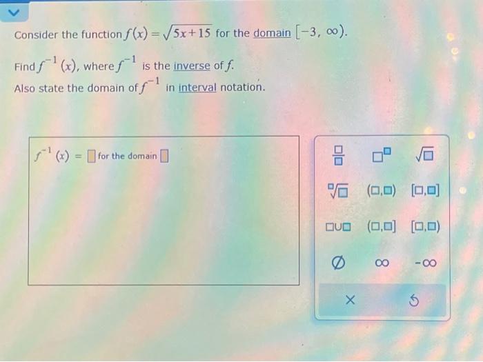 Solved Consider The Function F X 5x 15 For The Domain