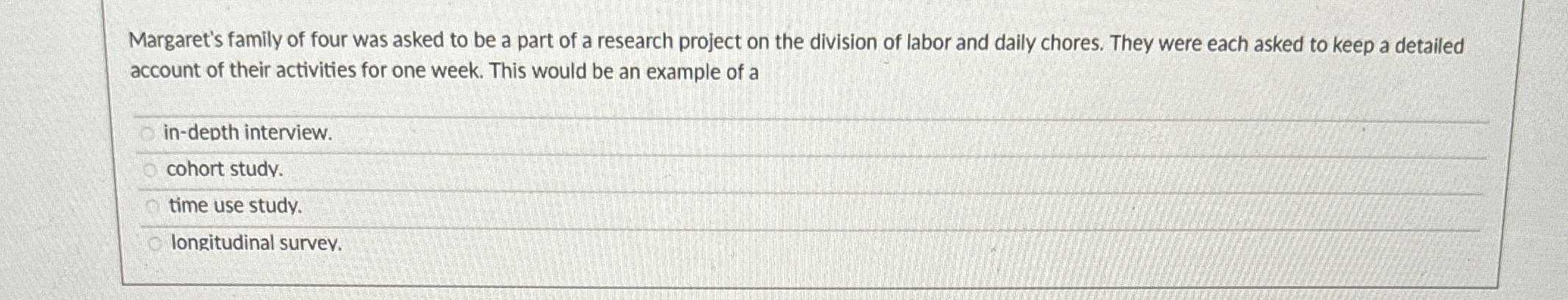 Solved Margaret's family of four was asked to be a part of a | Chegg.com