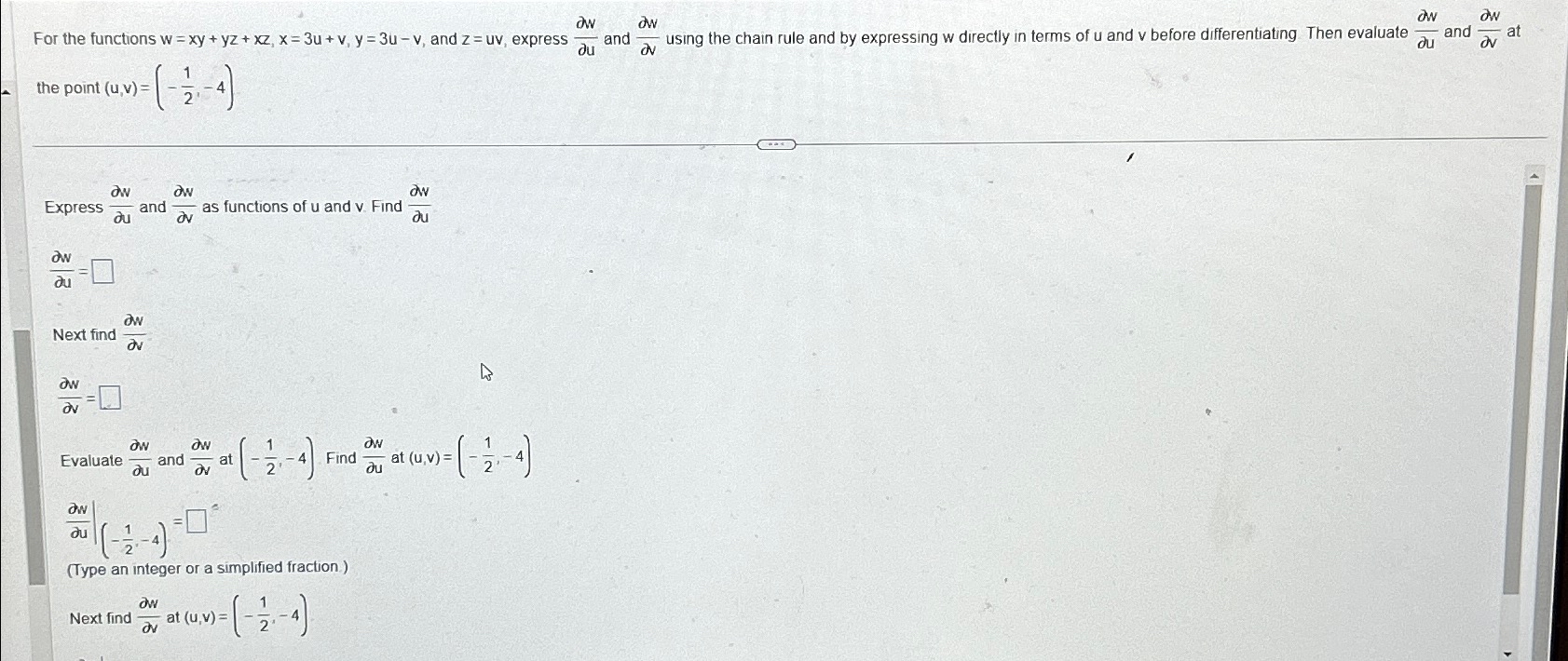 Solved For The Functions W Xy Yz Xz X 3u V Y 3u V ﻿and