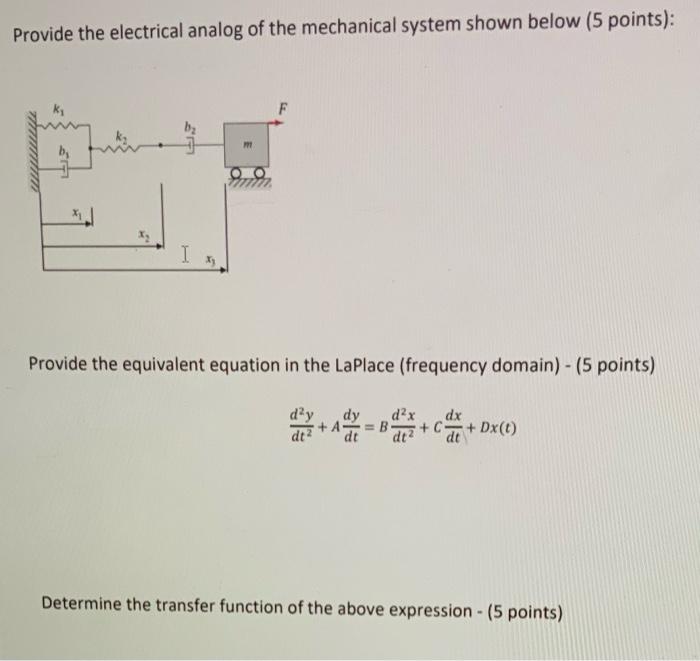 Solved Provide the electrical analog of the mechanical | Chegg.com