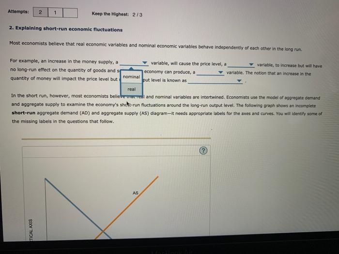 Solved 2. Explaining shortrun economie Fluctuations Most